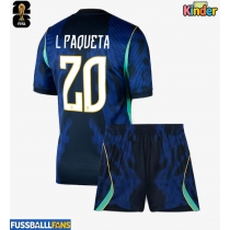 Brasilien Lucas Paqueta #20 Auswärts Trikotsatz Kinder WM 2026 Kurzarm (+ Kurze Hosen)